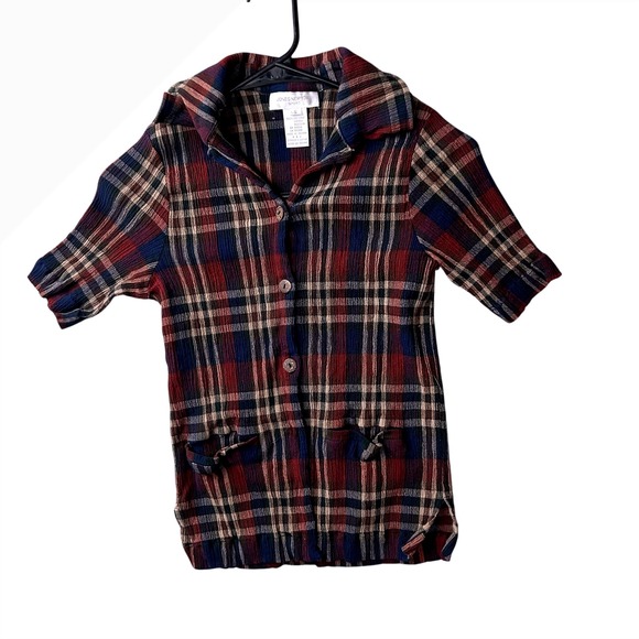 Jones New York Anime Vibes Plaid Button Down Stretchy Crop Top Women's Small - Picture 1 of 4
